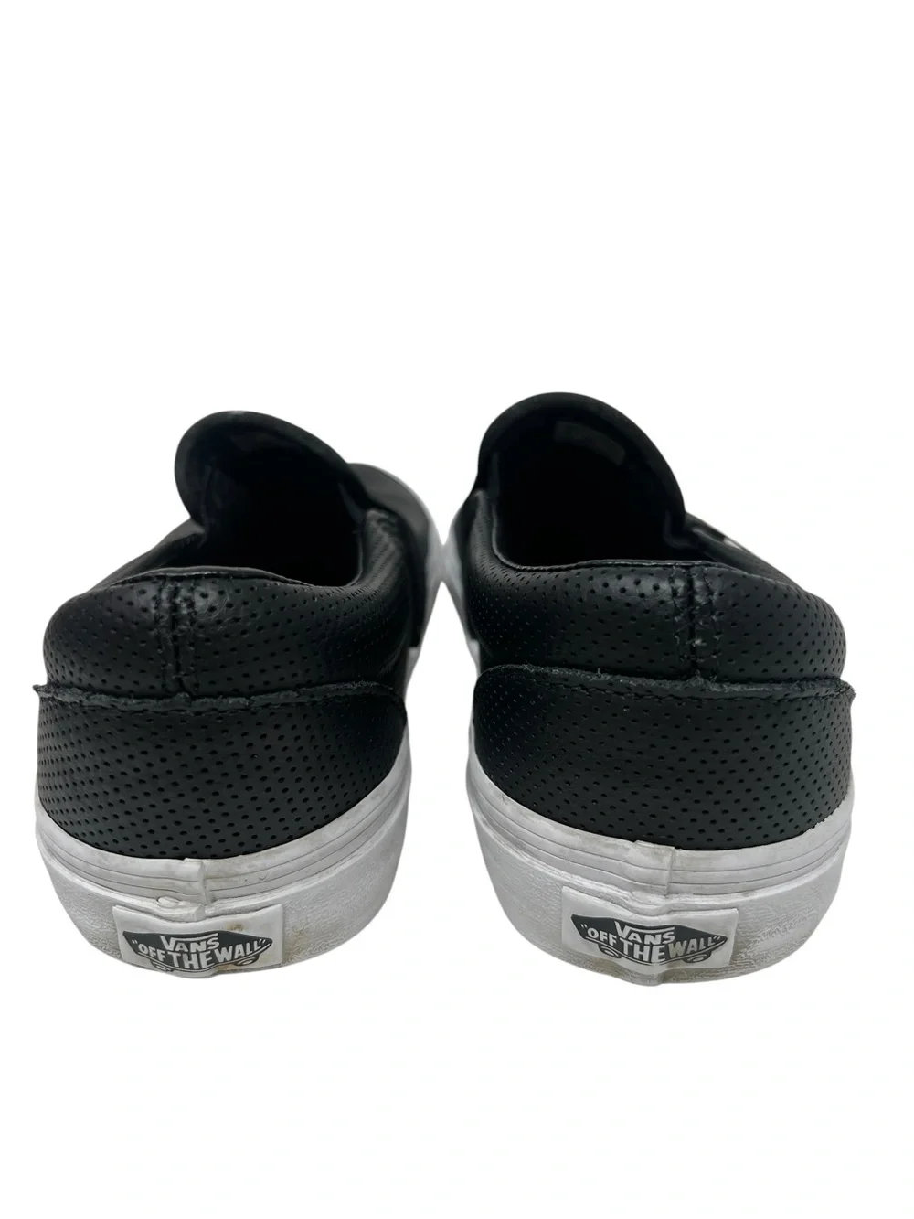 Vans Black Perforated Leather-Look Slip-On Sneakers